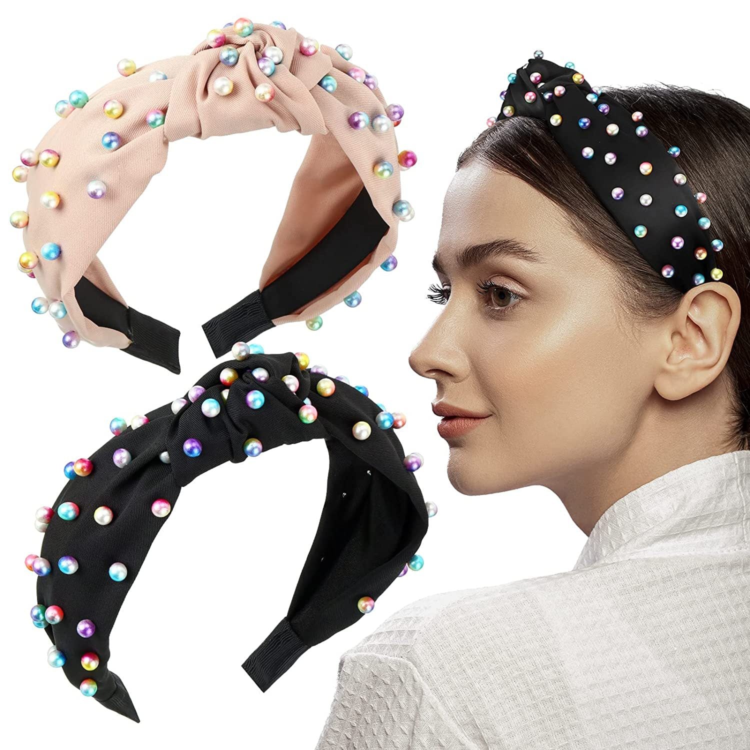 Wholesale Colored Pearl Knotted and Pressed Hair Bands